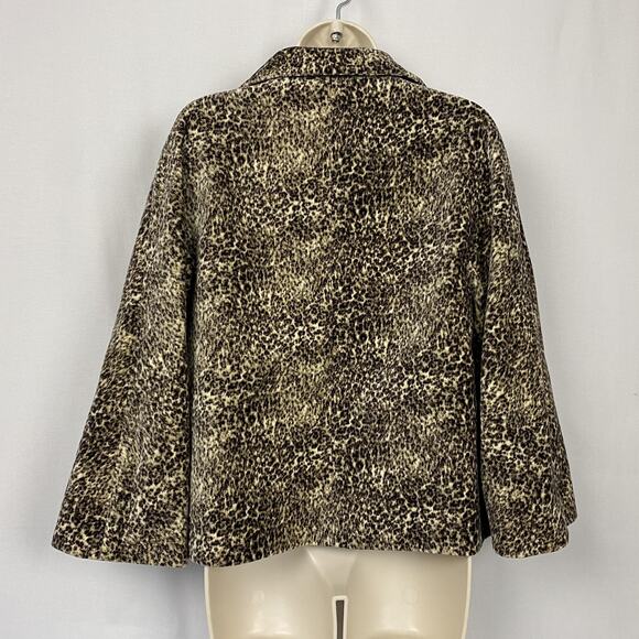 Talbots Velour Skirt Suit Womens 8P Brown Animal Print Jacket Skirt Set 8 Petite - Picture 4 of 16